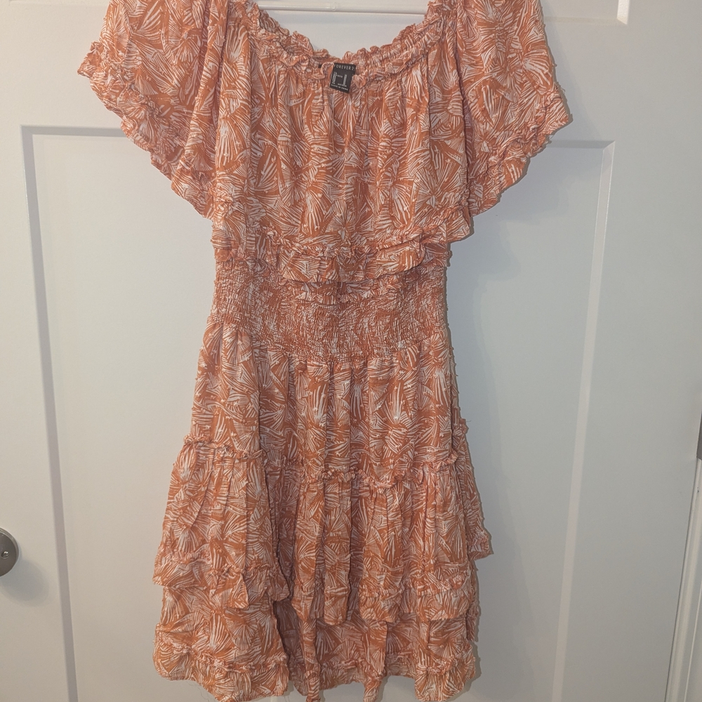 Forever 21 Orange & White Patterned Mini Dress